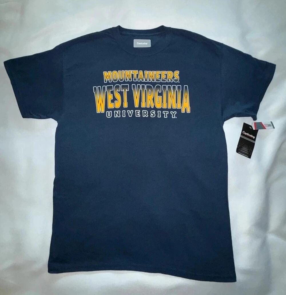 West Virginia University Mountaineers T-shirt Men's Sz Large Navy Blue NWT